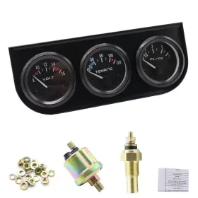 Aup-304 Drisentri 52mm 3 In 1 Car Auto Gauge Kit Voltmeter Water Temp Oil Pres