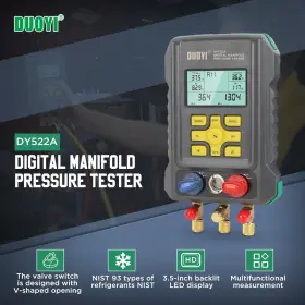 Duoyi522a Duoyi Refrigeration Digital Manifold Gauge Hvac Pressure Temp Leakage Test Clip Hose #2