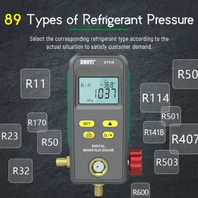 Dy518 Duoyi Ac Digital Manifold Gauge 89 Types Refrigerant Vacuum Pressure Leak Tester #3