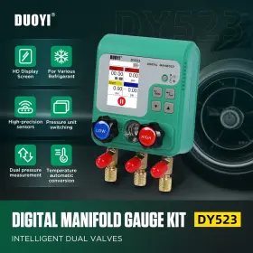 Dy523 Duoyi 0-6000 Kpa Digital Manifold Gauge Kit Dual Pressure Tester 92 Types Of Havc Nist #2