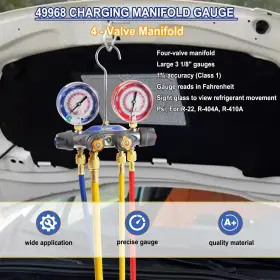 Qp1854 Dw-auto For Yellow Jacket 49968 4-valve Test And Charging Manifold Gauges R-22/404a/410a #3