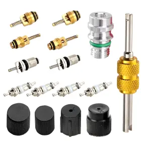 Dyempn2 Dyeknee 16 Pcs A/c Valve Core Repair Kit For R134a R12 - High/low Pressure Caps
