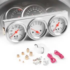 Dyno Racing 723990850393 2inch 52mm Triple Gauge Kit Volt Meter Water Temp Temperature Oil Press