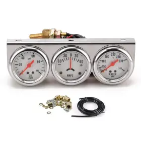 Dyno Racing 742579329396 2 Inch 52mm Chrome Panel 3in1 Car Meter Oil Pressure Fahrenheit Water Temp Ammete #2