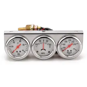 Dyno Racing 742579329396 2 Inch 52mm Chrome Panel 3in1 Car Meter Oil Pressure Fahrenheit Water Temp Ammete #3