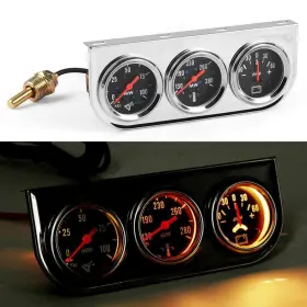 Dyno Racing 742579795801 2 Inch 52mm Chrome Panel 3in1 Car Meter Oil Pressure Fahrenheit Water Temp Ammete #3