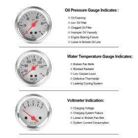 Gauge100 Dyno Racing 747832221851 2ftft 52mm Universal Chrome 8v To 16v Volt 280 Water Temp Temperat #3