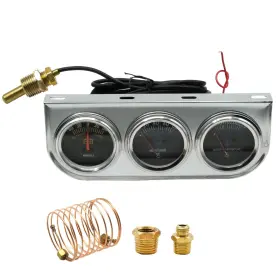 Yxy1408 Eatakward 2ftft 52mm Chrome Triple Gauge Set 12v Dccar Kit Fahrenheit Wate