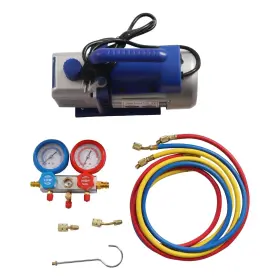 Qcjleyu6usyb8 Ecotypee Ac Vacuum Pump And Gauge Set With 3cfm Leak Detector 3 Hoses Q