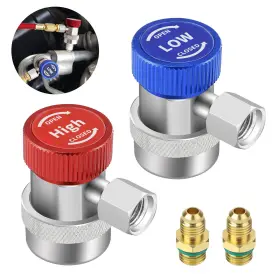 Eeekitonline 600609582763 R134a Quick Coupler Adapter And 1/4 Inch Flare Fitting Adjustable Hp Lp Connector