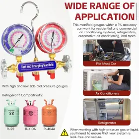 Egqp760 Eg-auto Test And Charging Manifold Gauge Set 42001 2-valve 3 1/8inch For R22 R410a R404a #3