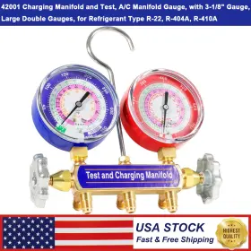 Egqp760 Eg-auto Test And Charging Manifold Gauge Set 42001 2-valve 3 1/8inch For R22 R410a R404a