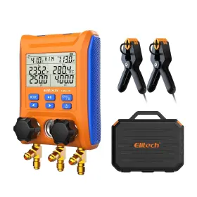 Elitech 788703544358 Digital Manifold Gauge 2-way Valve With Thermometer Clamps For Hvac Systems Elitech 788703544358 Digital Manifold Gauge 2-way Valve With Thermometer Clamps For Hvac Systems