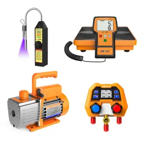 Cld-100uv Elitech 4-in-1 Hvac Tool Kit With 3cfm Vacuum Pump Gauge Leak Detector Scale