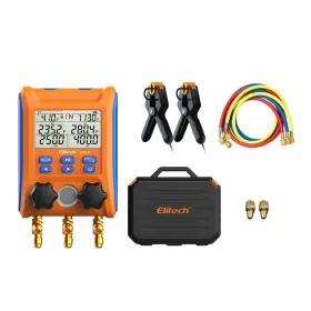 Lmg-10plus Elitech Digital Manifold Gauge 2-way Valve With Thermometer Clamps For Hvac Systems