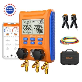 Lmg-10w Elitech Us Wireless Digital Manifold Gauge Set Data Logging Refrigerant Hvac Gauges