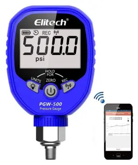 Pgw-500 Elitech Wireless Digital Pressure Manifold Gauge -14.5 500 Psi 1/8ftft Npt Pgw-500 Elitech Wireless Digital Pressure Manifold Gauge -14.5 500 Psi 1/8ftft Npt