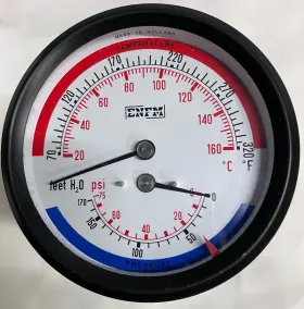 J40-560 Enfm Jones Stephens 2.75 Inch Dial Tridicator 70-320 F 0-75psi/feet H2o 2.5 Stem
