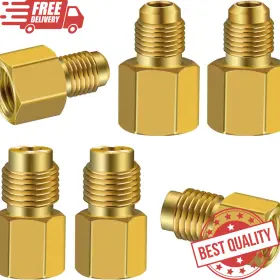 Ex289 Excelfu 6 Pieces 6015 R134a Brass Refrigerant Tank Adapter To R12 Fitting 1/2 Fe