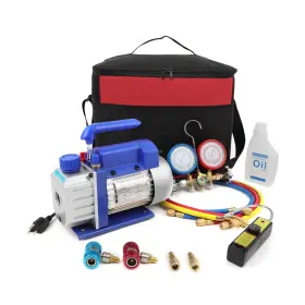 144001-fah-di Fahkns 110v 4 Cfm Vacuum Pump 1/3hp With Manifold Gauge And Leak Detector Set 144001-fah-di Fahkns 110v 4 Cfm Vacuum Pump 1/3hp With Manifold Gauge And Leak Detector Set