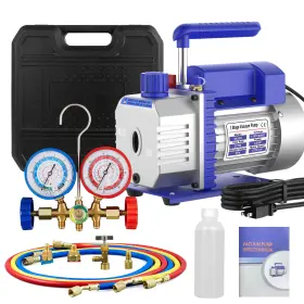 219661551 Fancystore 3cfm 1/4hp 1 Stage Vacuum Pump Hvac And Solid R134a Kit Ac A/c Manifold Gauge #2