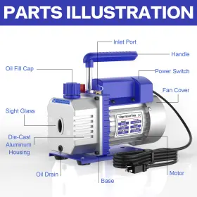 219661551 Fancystore 3cfm 1/4hp 1 Stage Vacuum Pump Hvac And Solid R134a Kit Ac A/c Manifold Gauge #3
