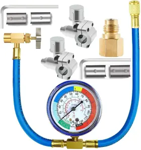 Fanovo 747992830801 Refrigerator Freon Recharge Hose Gauge Piercing Valve Self Sealing R134a