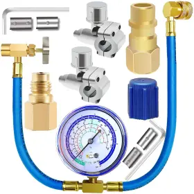 Fanovo 747992830818 Refrigerator Freon Recharge Hose Gauge Piercing Valve Self Sealing R134a
