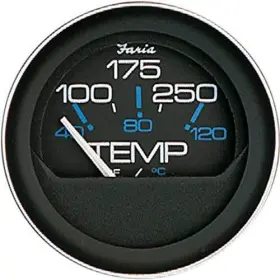 Faria 759266130098 13009 Coral Cylinder Head Temperature Gauge With Sender 60-220 F - 2ft Black