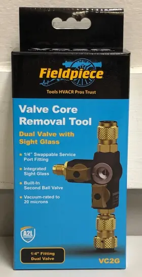 H29-008 Fieldpiece Vc2g - 1/4-inch Valve Core Removal Tool Dual With Sight Glass