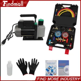 897390 Findmall 1/3hp 4cfm Air Vacuum Pump Manifold Gauge Set Hvac Ac Refrigerant Kit #2