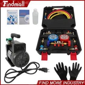 897390 Findmall 1/3hp 4cfm Air Vacuum Pump Manifold Gauge Set Hvac Ac Refrigerant Kit #3