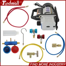 897416 Findmall Ac Manifold Gauge Set Combo 3 Cfm Air Vacuum Pump Hvac R134a Kit A/c #3