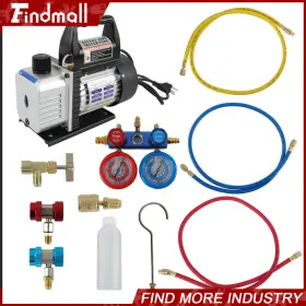 897416 Findmall Ac Manifold Gauge Set Combo 3 Cfm Air Vacuum Pump Hvac R134a Kit A/c