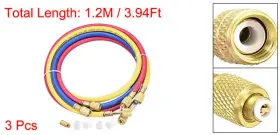 Fipux 639664388553 3pack Refrigerant Charging Hose 1/4 To 0.43 Sae Thread 3.94ft 600psi Tube Hvac #2