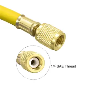 Fipux 639664388577 Charging Hose Tube 1.5m 1/4 Sae Thread 800psi For Ac Refrigeration Yellow #3