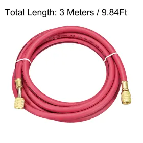 4sae Fipux 639664388584 Charging Hose Tube 3.0m Length 1/4sae Thread 600psi For Ac Refrigeration Red #2
