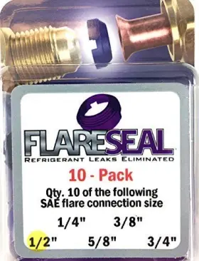 Flareseal 850004076064 1/2 Inch - 10 Pack Fs08-10pk Sae Flare Seal Fitting Refrigeration Hvac Du