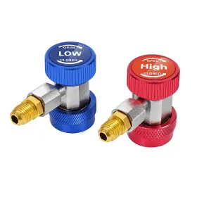 Flexzion 445034265217 R134a Quick Coupler Adapter Set - Adjustable High Low 1/4 Inch Sae Hvac