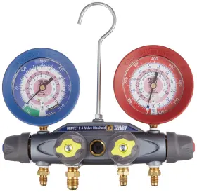 Fotronic Corporation 744110464788 46000 Brute Ii 4-valve Manifold With Gauges Bar/psi R-410a Red/blue