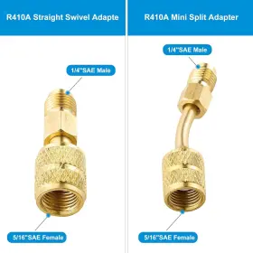Gadgetnova 711181274462 R410a Mini Split Adapters Charging Vacuum Port Adapter Kit With 45 And 90 #2
