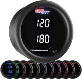 Gauges 313101647662 10 Color Digital 300 F Dual Temperature Gauge Kit - For Water Oil Transmission