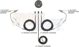 Gauges 744110570939 10 Color Digital 300 F Dual Temperature Gauge Kit - For Water Oil Transmission #2 Gauges 744110570939 10 Color Digital 300 F Dual Temperature Gauge Kit - For Water Oil Transmission #2
