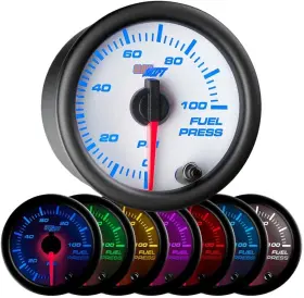 Gs-w711-sm Gauges White 7 Color 100 Psi Fuel Pressure Gauge Kit - Includes Electronic Sensor Whi