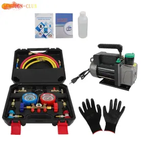 Icc3002805 Genrics Air Vacuum Pump Manifold Gauge Set Hvac Ac Refrigerant Kit 1/3hp 4cfm 3000psi