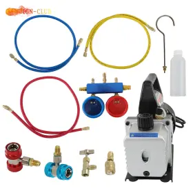 Icc3002892 Genrics 110v 1/4hp 3cfm Air Vacuum Pump Hvac Ac Manifold Gauge Set R134a Kit A/c #2