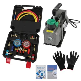 Globalmart-top Gt6281730 Air Vacuum Pump Manifold Gauge Set 4cfm Hvac Ac Refrigerant Kit 3000psi 1/3hp