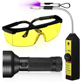 Jei-glooglitter-0495 Glooglitter Leak Detector Kit 68 Led Uv Flashlight Yellow Wjl-6000 R22 R410a R134a Hvac