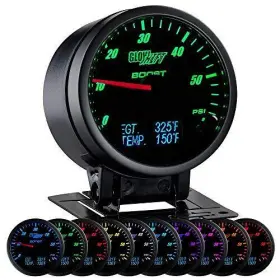 Glowshift 842559101018 3in1 Analog 60 Psi Boost Gauge Kit With Digital 2200 F Pyrometer Ex