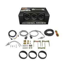 Glowshift 842559101162 Black 7 Color Diesel Truck 3 Gauge Kit Set - 60 Psi Boost 1500 F Pyrometer